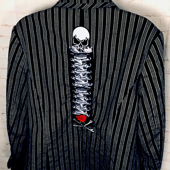 ☠️ Sarcastic Spine Pinstripe Blazer ☠️ - Picture 2 of 16